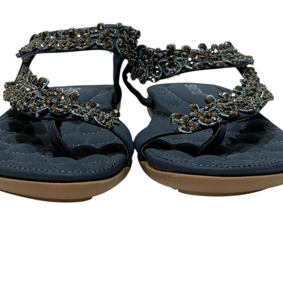 💥SALE💥SIKETU NAVY JEWELED FLIP FLOP SANDALS SZ - Picture 2 of 11